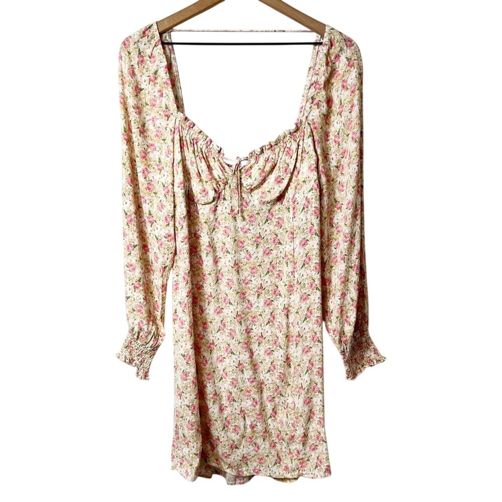 Row A Floral Women Pink Peachy Green Stretchy Dress Size XL